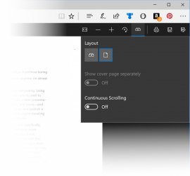 Screen capture showing PDF controls in Edge